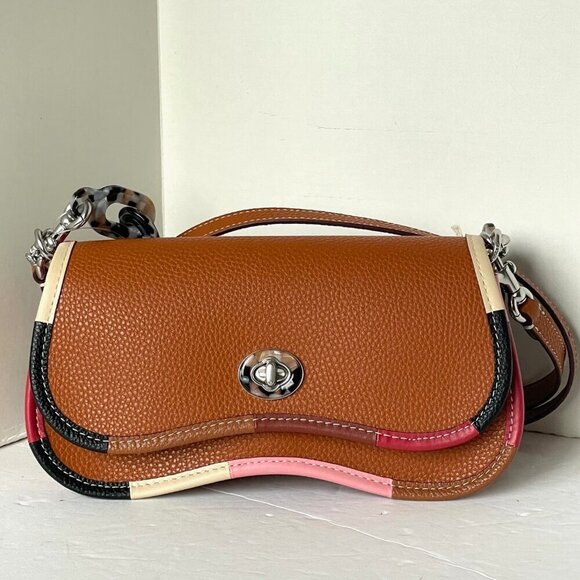 Coach Wavy Dinky Bag Coachtopia Brown Leather CK540 Rainbow Crossbody - Picture 3 of 13